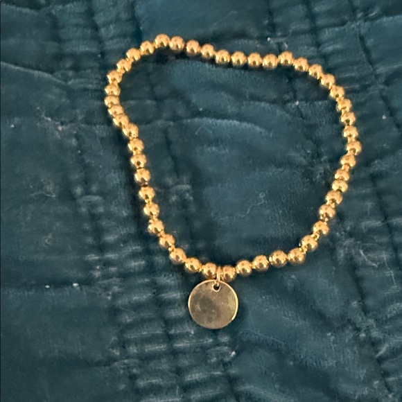 Gold Beaded Bracelet with “V” Charm NWOT and never worn. - Picture 2 of 2